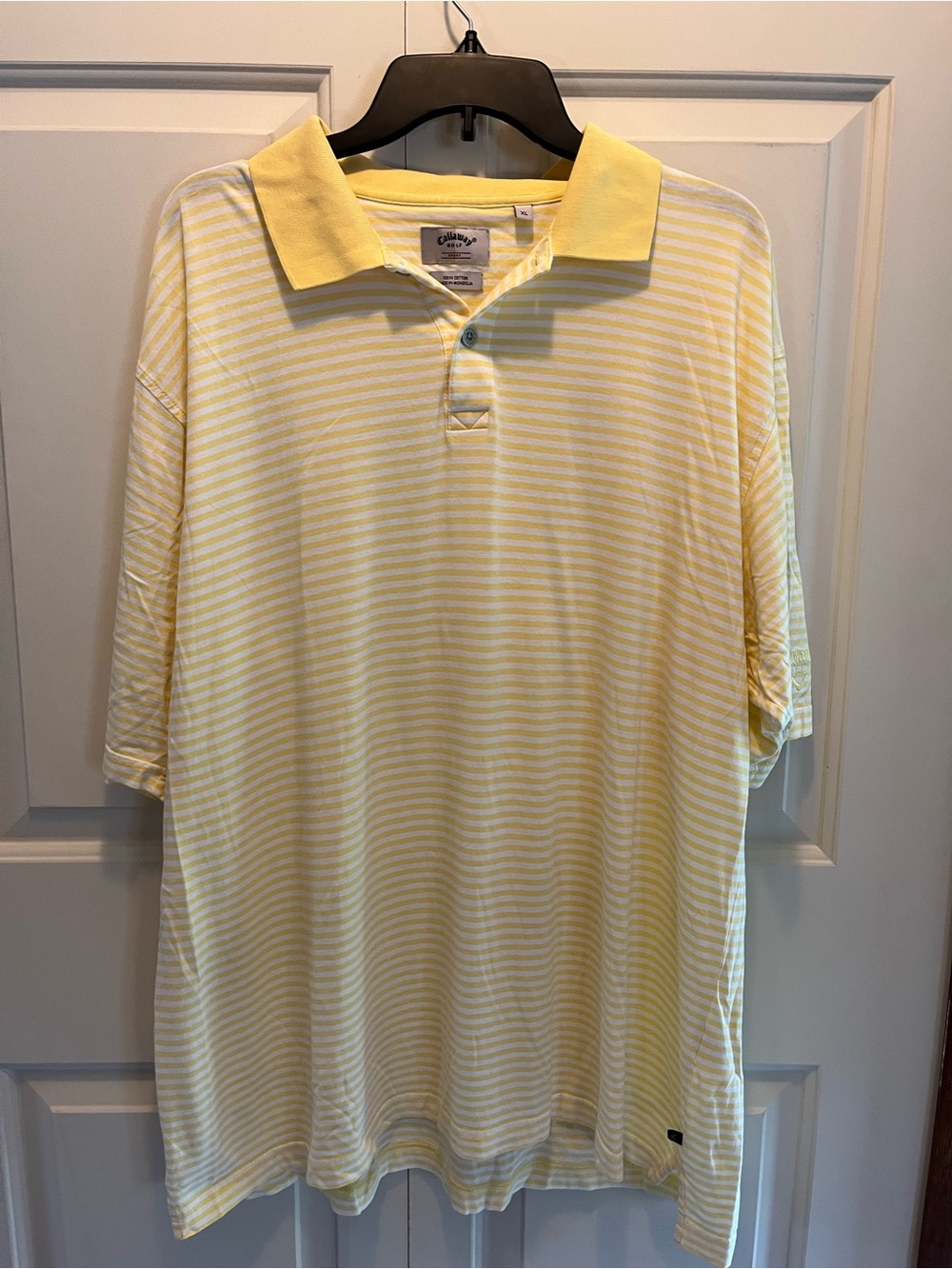 Vintage men’s Callaway Golf Polo Yellow and White stripes Size XL